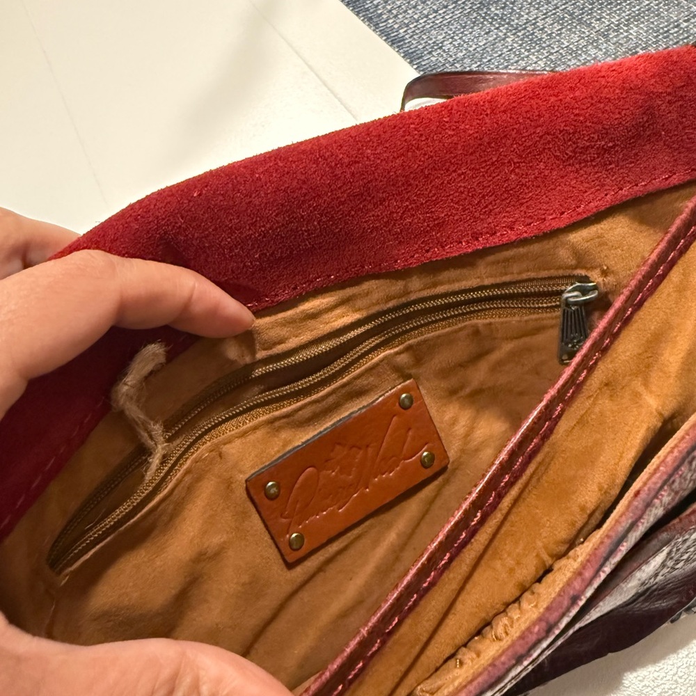 Patricia Nash Burgundy Leather Clutch with Tassel - Picture 2 of 3